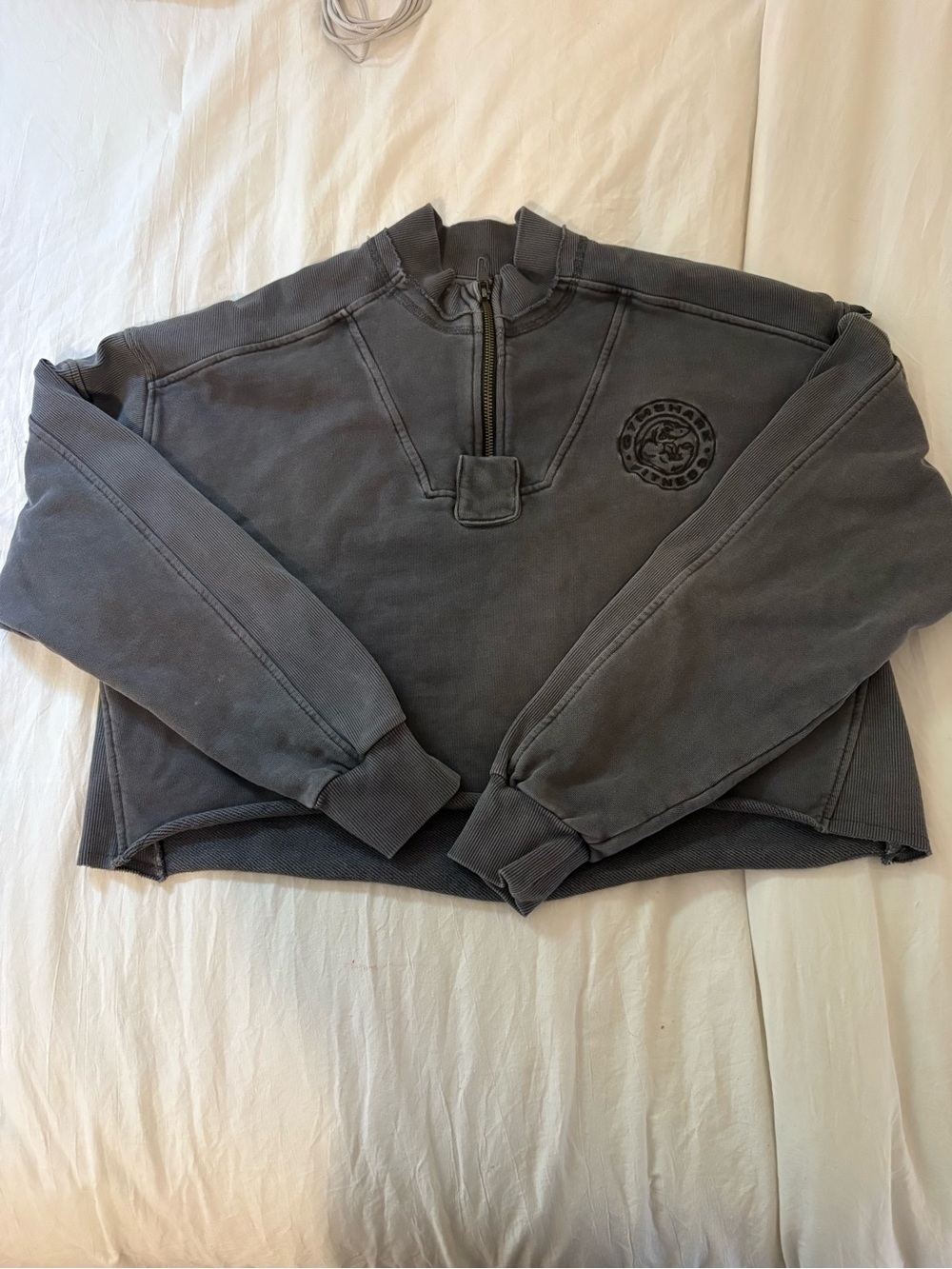 Gymshark Charcoal Gray Cropped Half-Zip Sweatshirt